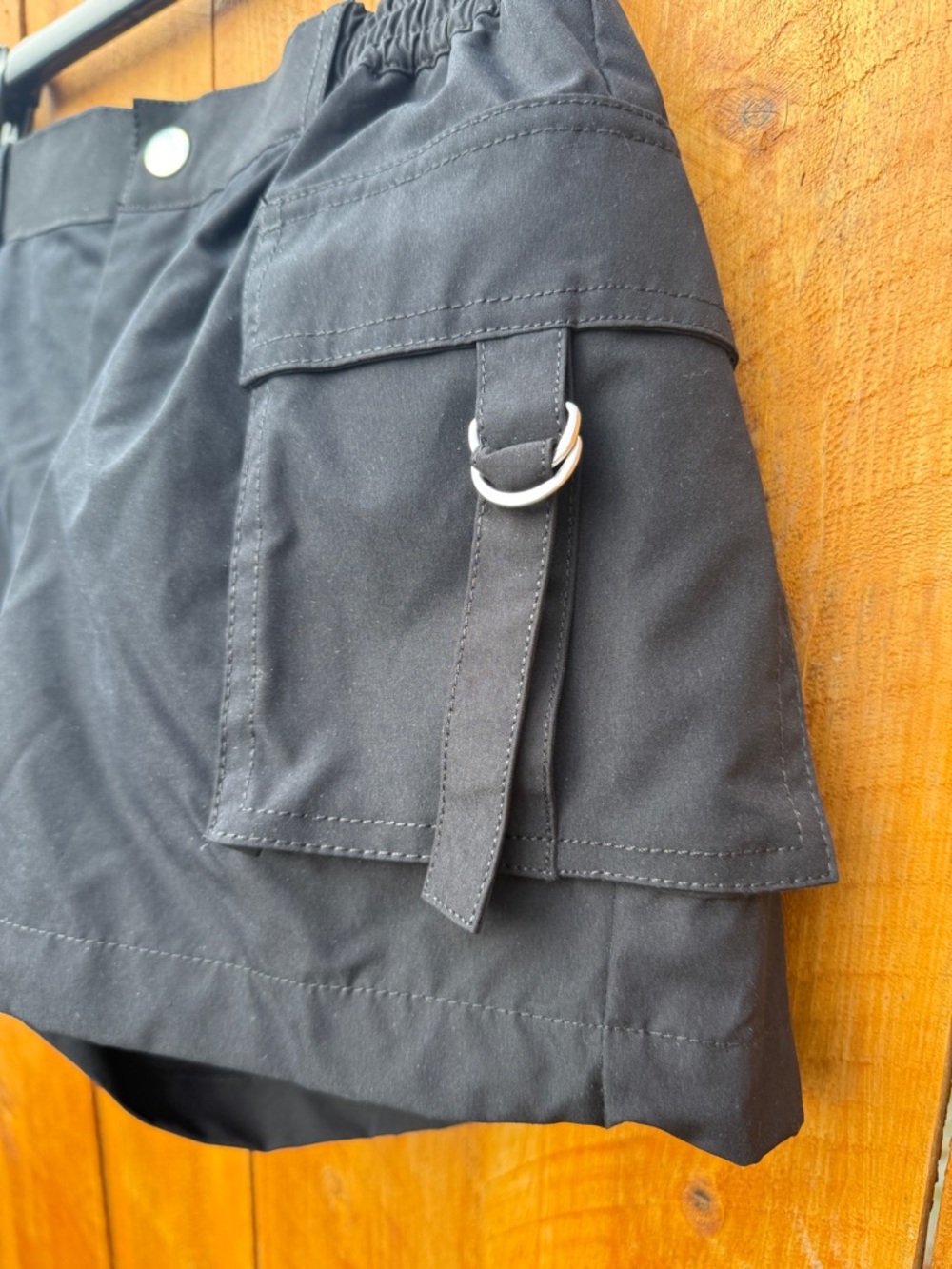 Love Tree Black 4 Pocket Cargo Shorts with Silver D-Ring Strap Closure - Small - Picture 3 of 13